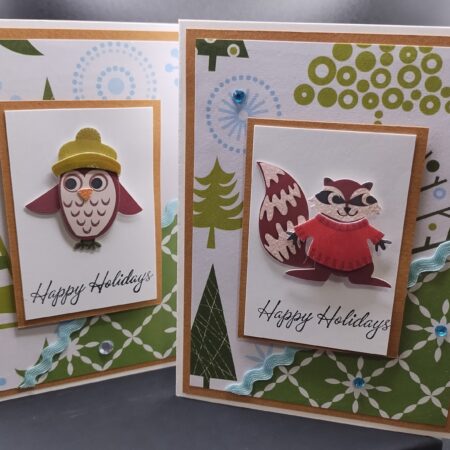 Set of 2 Christmas Woodland Creature Cards