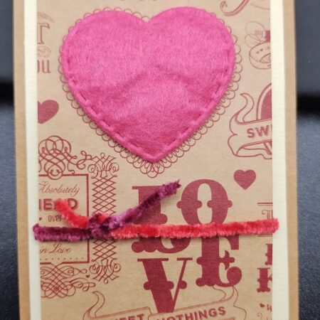 Hot Pink Puffy Felt Heart - Kraft gift size