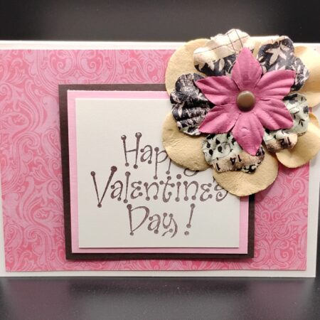 Pink Flower Valentine's Card