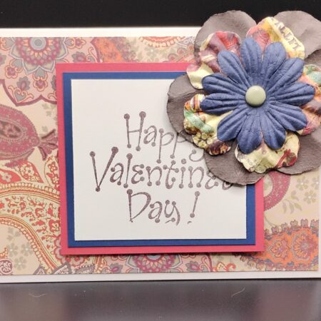 Navy and Brown Flower Valentine's Card