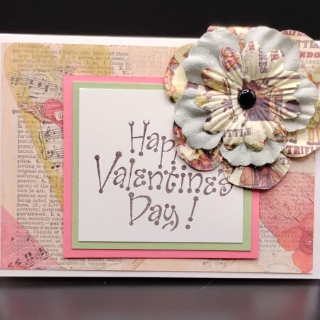 Light Blue and Cream Flower Valentine's Card