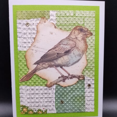 Green Collage Mixed Media Bird